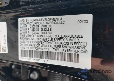 2023 Acura Tlx Type S/Type S Pmc Edition from USA, damaged, VIN 19UUB7F09PA001262